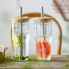 Caneca de Bambu Quente Transfronteiriça com Tampa de Bambu Ventosa Copo Letra Copo de Seção Dupla Copo para Suco de Frutas Bebida Copo para Café de Extração a Frio