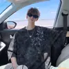 Nueva Camiseta de Manga Corta con Tendencia Nacional Estilo Chino para Hombre, Verano Pareja Holgada Moderna Resistente Tie-Dye Estilo Nacional Top de Media Manga