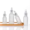 Botellas de vidrio esmerilado al por mayor para aceites esenciales con gotero, 30 ml para dispensar muestras vacías de sueros cosméticos, lociones, perfumes