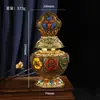 Ocho símbolos auspiciosos estilo Tíbet, jarrón de tesoro Mani de aleación tallado tridimensional, adecuado para guardar reliquias, altar budista casero, suministros budistas y adornos decorativos