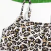 Nuevo traje de baño de dos piezas con estampado de leopardo, volantes, lindo, para niños, bikini triangular simple para niña, Amazon