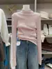 Suéter de Punto Grueso Versátil de Color Puro Nuevo Otoño e Invierno 2025 Dongdaemun Corea del Sur Camisa Base de Cuello Alto Top para Mujer