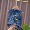 Chaleco de Algodón Puro para Niños y Niñas, Nuevo Camiseta sin Mangas de Verano Tie-Dye Versátil Elegante con Estampado de Dibujos Animados