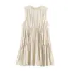 Ropa de Mujer de Moda de Verano Nueva Transfronteriza, Estilo Europeo y Americano, Vestido sin Mangas Estilo Globo Fruncido de Comercio Exterior