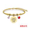 Pulsera Europea y Americana Transfronteriza Acero Inoxidable Pulsera Hueso de Serpiente Día del Maestro Manzana Roja Conmemorativa Regalo Festivo Pulsera Grabable