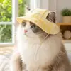 Chapéu de sol tie-dye de verão para animais de estimação, para gatos e cachorros, chapéu de pescador com abertura para as orelhas, ajustável, antiderrapante, chapéu de proteção solar para animais de estimação