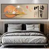 Pegatinas de Pared Autoadhesivas con Vista a una Montaña Dorada, Decoración de Cabecero de Cama, Fondo de Sala de Estar, Sofá Moderno, Pasillo, Mural de Hotel