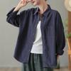 Camisa Branca Vintage para Mulheres, Nova Blusa Solta Emagrecedora de Primavera e Outono, Camisa Casual de Manga Comprida com Gola Pontuda e Bolso