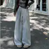 Pantalones Casuales Nuevos de Otoño para Mujer, Cintura Elástica, Cordón, Pierna Ancha, Holgados, Adelgazantes, Rectos, de Cintura Alta, Caídos, de Longitud al Suelo
