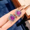 Collar Octagonal Rosa Corte Milenio Azul Glaciar Colgante Rojo Rosa Diamante de Alto Carbono Pendientes de Turmalina Multicolor Anillo de Piedras Preciosas Multicolor para Mujer