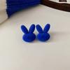 Hermosos pendientes de flor de aguja de plata azul Klein, pendientes cuadrados geométricos de moda simples, nuevos pendientes de viajero de nicho
