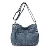 Bolsa feminina com textura de couro macio, novo estilo de couro lavado, simples e elegante, bolsa versátil para mães, bolsa de ombro e transversal de grande capacidade para mulheres