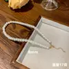 Colar de Pérolas Artificiais Estilo Francês Levemente Luxuoso para Mulheres, Corrente Versátil de Alto Padrão para Clavícula, Corrente de Suéter Camada da Moda, Acessório de Corrente Forte