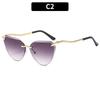 Gafas de sol elegantes de estilo ojo de gato para mujer, gafas de sol con patas de metal de tendencia transfronteriza europea y americana.