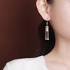 One Deer Silver S925 Prata Esterlina Banhado A Ouro Hotan Branco Jade Lanterna Pérola Borla Moda Nacional Vintage Delicado Prata Gancho de Orelha Brinco