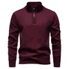 Suéter Pulôver Casual Masculino Novo Outono e Inverno 2026, Tricô Jacquard Masculino com Meio Zíper, Venda por Dropshipping Tendência Casual Masculina