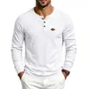 Camisa Henley de Punto Waffle para Hombre 2026 Manga Larga Color Sólido Manga Ranglán Tapeta de 3 Botones Top Casual