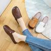 Zapatos de Media Piel Cerrados de Piel de Vaca de Primera Capa, Suela Blanda para Mujer, Verano 2024, Pantuflas de Cuero Genuino, Suela Plana, Transpirables y Cómodos