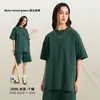 Camiseta Masculina de Manga Curta Vintage Desgastada 2025 Estilo Básico Europeu e Americano Algodão Puro Solta Ombro Caído Camiseta Lavada Venda Direta da Fábrica