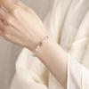 Yuebao Jewelry Plata de Ley S925 Chapada en Oro Perla de Agua Dulce Patrón de Aguamarina Estilo de Corte Francés Entrada de Lujo Pulsera