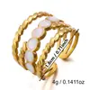 Anillo de Nicho Multicapa de Piedra Falsa Natural Colorido Europeo y Americano Estilo Romántico Ins Estilo Vacaciones Anillo Abierto de Acero de Titanio Joyería de Mano