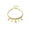 Nuevo Wholesale Transfronterizo de Joyería Lele Popular en Europa y América de Gama Alta Chapado en Oro de 18K Pulsera con Colgante Redondo de Zirconia para Mujer