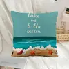 Fronha Estampada de Praia Oceano para Cura de Férias Almofada Decorativa para Sofá Cadeira de Praia ao Ar Livre Decoração de Cama