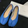 Versión de Piel de Oveja~Punta Dividida Pata de Cerdo Zapatos de Mujer Color Nuevo Zapatos Azules Pequeños Versátiles Piel Genuina Súper Suaves Zapatos Planos de Ballet Zapatos Individuales Mujer