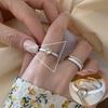Anillo Personalizado Estilo Coreano de Cubo de Azúcar para Mujer, Anillo Abierto Geométrico en Forma de V de Moda Retro, Anillo para Dedo Índice Hip-Hop Dulce Fresco Lujo Ligero