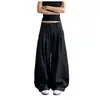 Pantalones Retro Americanos 2026 Cintura Irregular Corte Limpio Ajuste Delgado Sueltos Simples Pierna Ancha