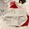 10A Chica Cereza Encaje Suave Adorno Cintura Media Agradable a la Piel Algodón Puro Ropa Interior Femenina Antibacteriana Entrepierna Extendida Sin Costuras