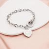 Pulsera de Acero Titanio con Hebilla OT de Amor a la Moda Grabado con Letras en Forma de Corazón Acero Inoxidable Pulsera Versátil Diseño Nicho Joyería para Mujer
