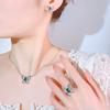 Juego de Joyería Huayoumei Moda Aretes de Mariposa Collar Anillo Esmeralda Natural Fresco y Dulce Venta al por Mayor