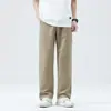Pantalones casuales color albaricoque para hombre, estilo American high street, corte holgado, talla grande, pantalones rectos para hombre, marca de alta gama, pantalones de pierna ancha maduros y elegantes