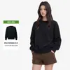 Sudadera casual de cuello redondo para mujer estilo coreano, felpa gruesa para otoño e invierno, manga larga elegante, corte holgado, retiene el calor, prenda básica versátil