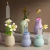 Flor de amapola DIY Jarrón de Tubo de Ensayo de Resina de Cristal Yeso Cemento Borde de Encaje Boca Redonda Portavelas Molde de Silicona