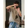 Camiseta masculina de verão cinza claro, estilo two-piece patchwork, manga curta, boyish, coreana, ombro reto, senso de design, casual, meia-manga