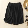 Shorts de Lino Artísticos Vintage Algodón y Lino Pantalones de Pierna Ancha Pantalones de Mujer Sueltos Adelgazantes talla grande Verano Nuevo 2025