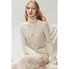 100% cachemir puro, nueva colección otoño 2026, suéter de punto simple y elegante con cuello de volantes, diseñado para mujeres