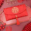 Envelopes Vermelhos de Tecido Luxuoso para Casamento, Envelopes de Dinheiro para Presente de Casamento com o Caractere para Felicidade, Envelopes Vermelhos para Cerimônia de Noivado