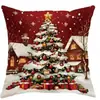 Funda de Cojín Decorativo Papá Noel Muñeco de Nieve Reno Impresa por un Lado para Navidad Invierno Sala de Estar Sofá Dormitorio