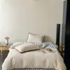 Conjunto de Veludo Bordado Quatro Peças para Meninas, Estilo Simples, Espessado e Quente, Capa de Edredom de Pelo de Coelho Sintético e Fleece de Coral, Lençol de Veludo Leite para Inverno