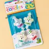 Estilo ins decoração de bolo de aniversário de desenho animado velas flores chapéus de festa urso de pelúcia rosto sorridente corações velas de aniversário infantil