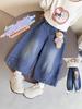 Conjunto de Otoño para Niña 2025 Nuevo Estilo Coreano Celebridad de Internet Dibujos Animados Infantiles Camiseta Básica de Manga Larga Camiseta Jeans Retro