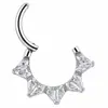 Anillo de nariz de titanio F136 incrustado con circón brillante para mujer, joyería para piercing corporal de titanio G23, disponible al por mayor