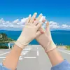 Guantes de primavera y otoño para mujer, con dos dedos para recoger té, de seda helada, elásticos, ajustados, con protección solar fina para conducir.