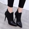Zapatos de Mujer 2025 Nuevo Estilo Botas de Mujer de Tacón Alto de Aguja Punta Afilada Botines Cremallera Trasera Botas Cómodas Forradas de Vellón Ins Tendencia