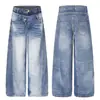 Moda 2026 Modernos Pantalones Casuales Rectos Lavados Desgastados de Doble Cintura Falso Dos Piezas Suministro al por Mayor 55