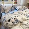 Color Sólido Sencillo Tipo Iins Algodón Lavado Juego de Cama Funda Nórdica Juego de Cuatro Piezas Dormitorio Estudiantil Lavable Juego de Tres Piezas