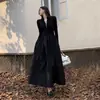 Vestido Negro de Manga Larga para Mujer Otoño 2023 Nuevo Estilo Francés Aspecto Adelgazante en la Cintura Falda Estilo Hepburn